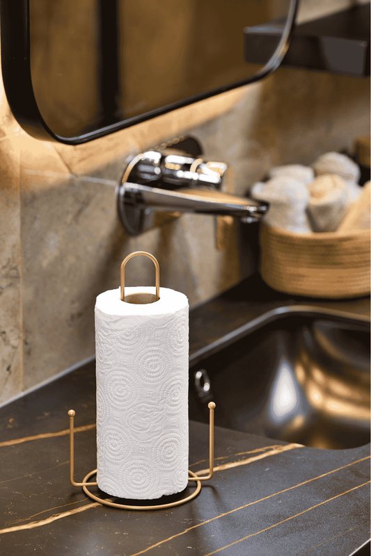 Rose Misketli Kağıt Rulo Havluluk, Peçetelik Mutfak Banyo Çocuk Odası Aksesuar - Metal Paslanmaz