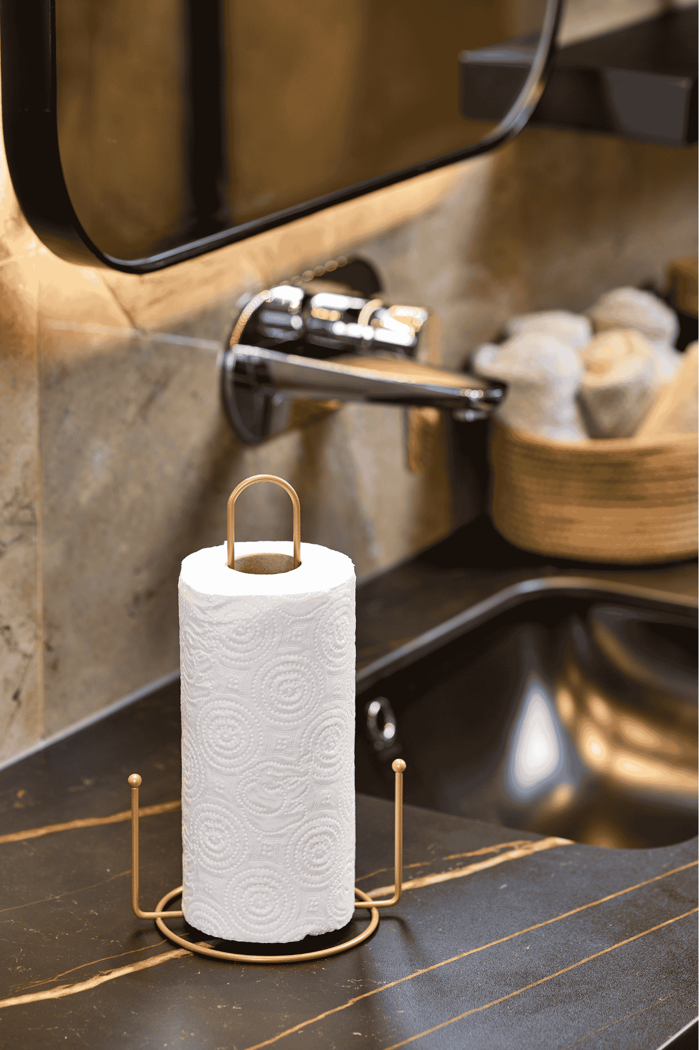 Rose Misketli Kağıt Havluluk Rulo Havluluk Peçetelik Mutfak Banyo Paslanmaz Metal