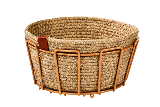 Rose Oval Köşeli Ekmek Sepeti Şık, Ekmeklik Hasır Örmeli Makrome, Çeyiz - Çok Amaçlı Metal Paslanmaz