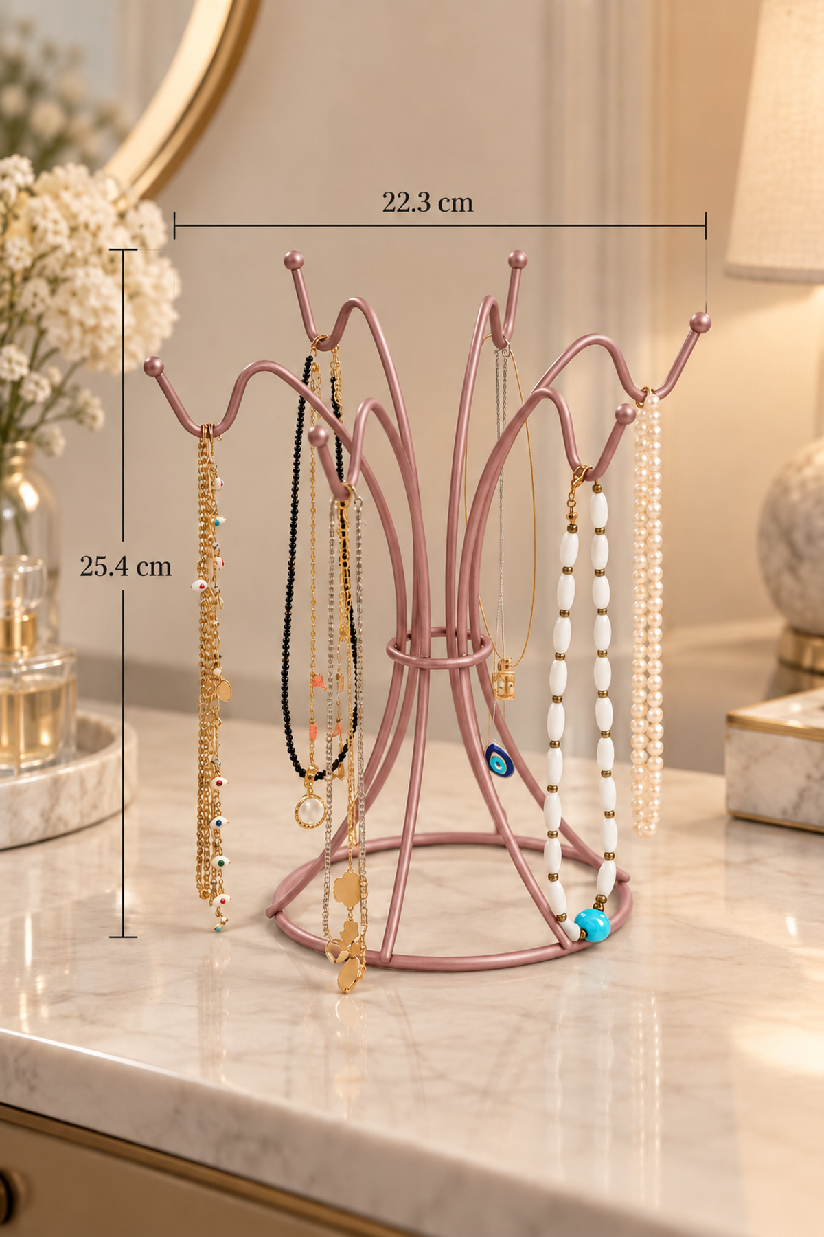Rose Metal Takı Standı, Kolye, Bileklik ve Aksesuar Düzenleyici