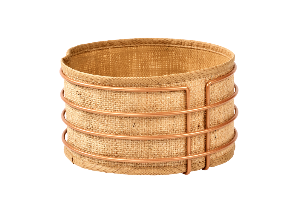 Rose Round Bread Basket Jute Fabric Cloth, Colorful Presentation Basket Bread Holder - Multipurpose Metal Stainless