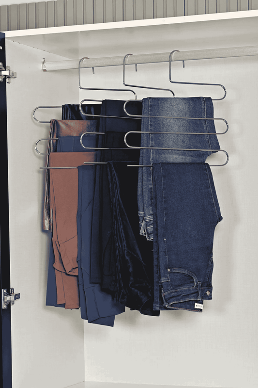 Silver 10 lu Dolap İçi 5 Katlı Pantolon, Şal, Eşarp Askısı, Gardrop Askılığı- Metal Paslanmaz