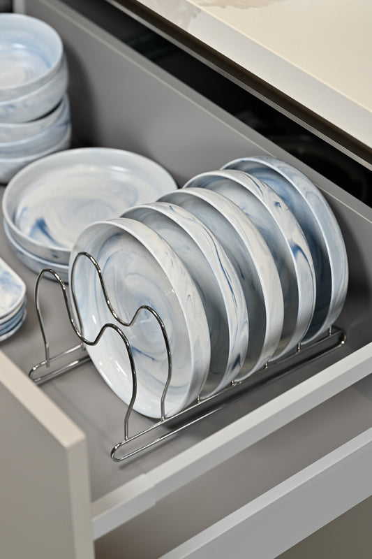 Silver 6 Bölmeli Tava, Tabak Ve Tencere Kapak Düzenleyici Raf, Çekmece Içi Organizer - Metal Paslanmaz