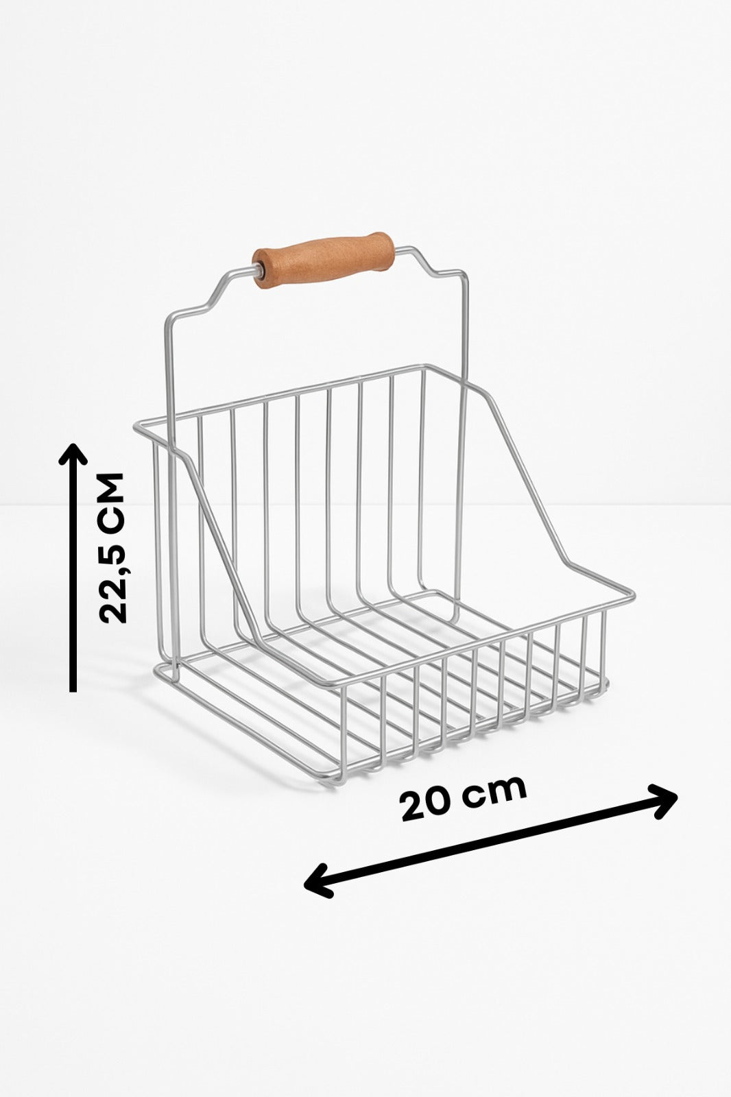 Parlak Silver Ahşap Kulplu Retro Sepet Çok Amaçlı Düzenleyici Organizer