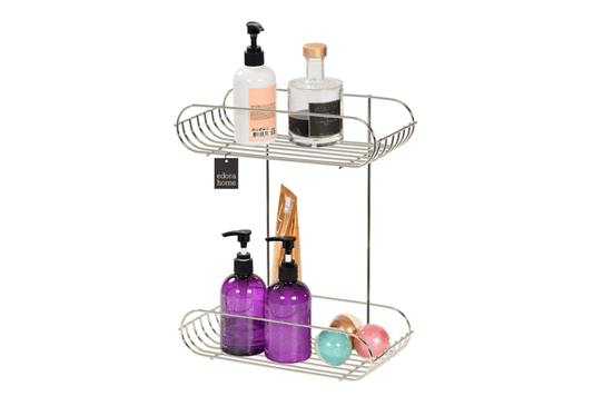 Silver Oval İki Katlı Sabunluk / Şampuanlık /Banyo Aksesuarı/Köşelik/Metal/Paslanmaz