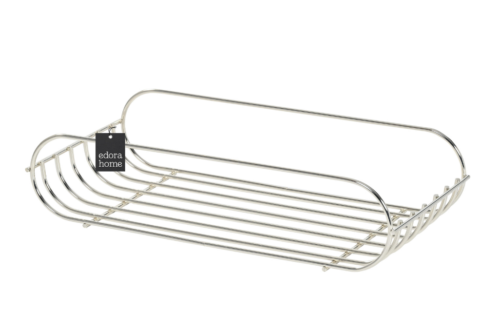 Parlak Silver Oval Sabunluk Şampuanlık Banyo Rafı Paslanmaz Metal
