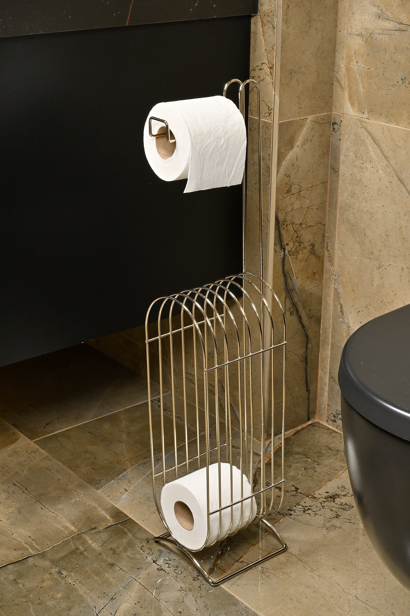 Parlak Silver Yedekli WC Tuvalet Kağıtlığı Rulo Standı Banyo Organizer Dispenser Paslanmaz Metal