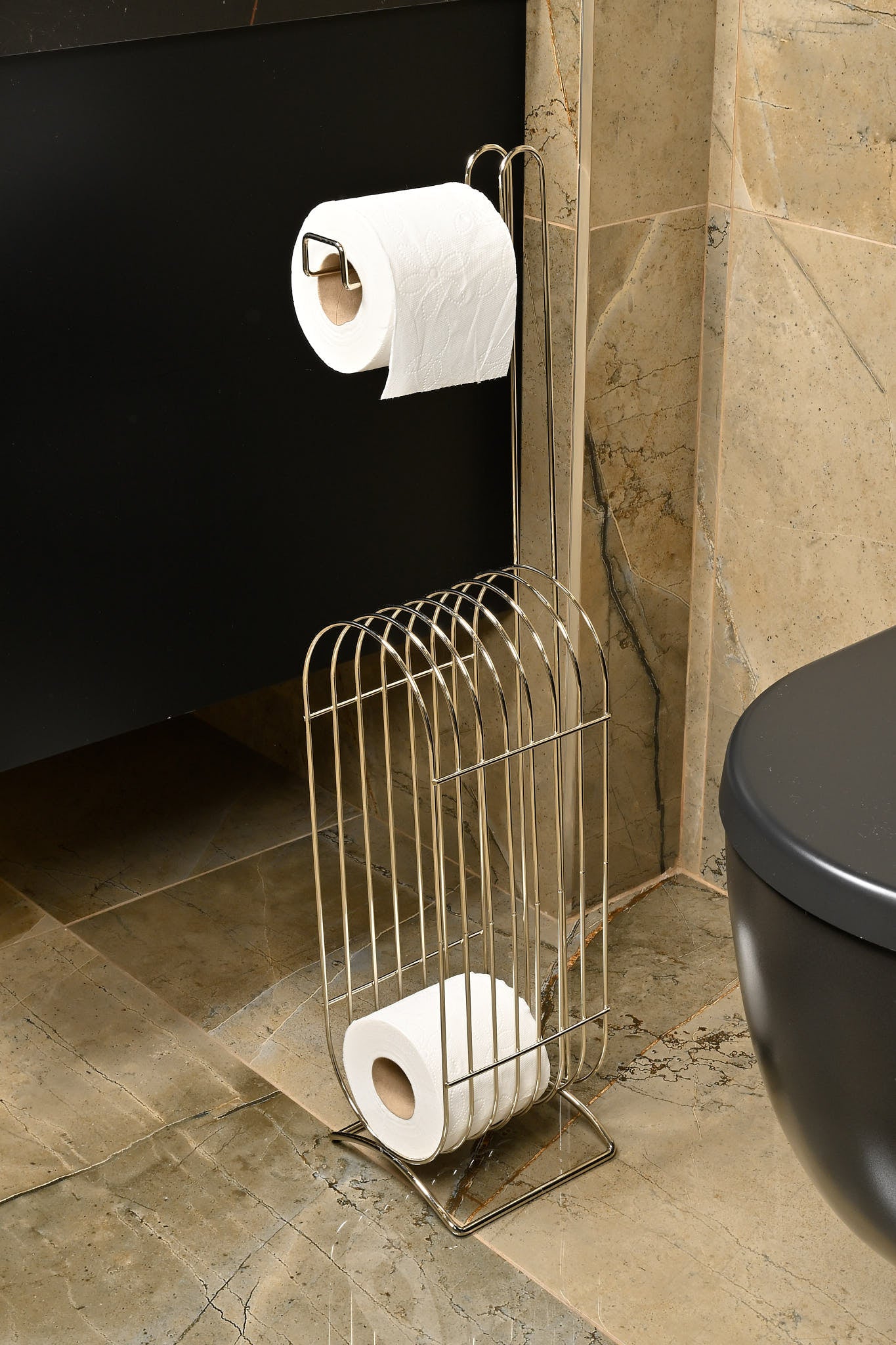 Parlak Silver Yedekli WC Tuvalet Kağıtlığı Rulo Standı Banyo Organizer Dispenser Paslanmaz Metal