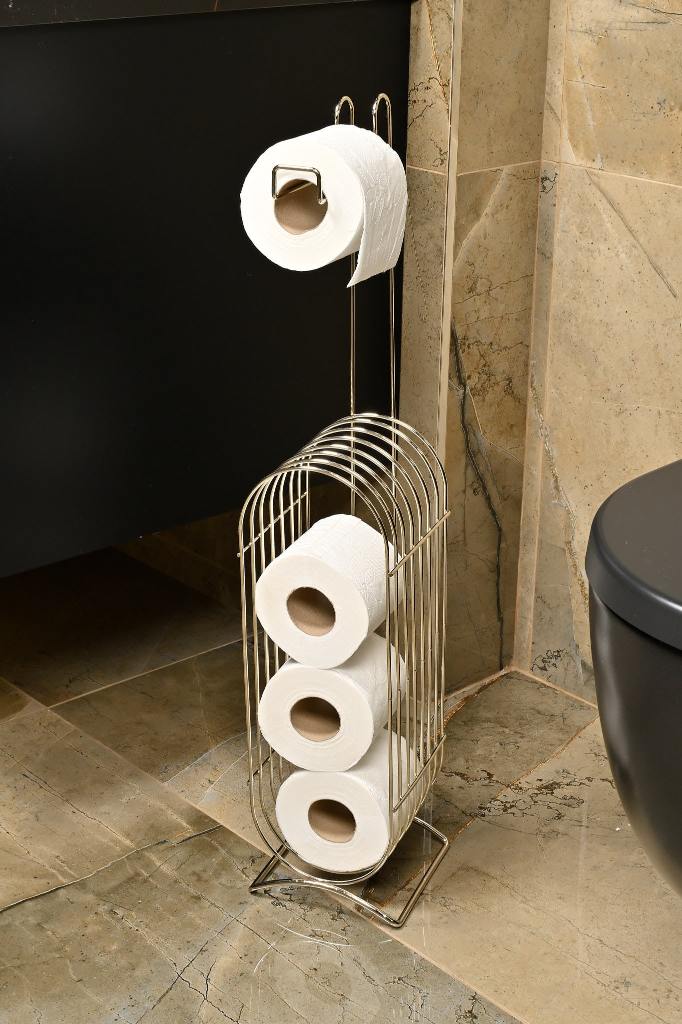 Parlak Silver Yedekli WC Tuvalet Kağıtlığı Rulo Standı Banyo Organizer Dispenser Paslanmaz Metal