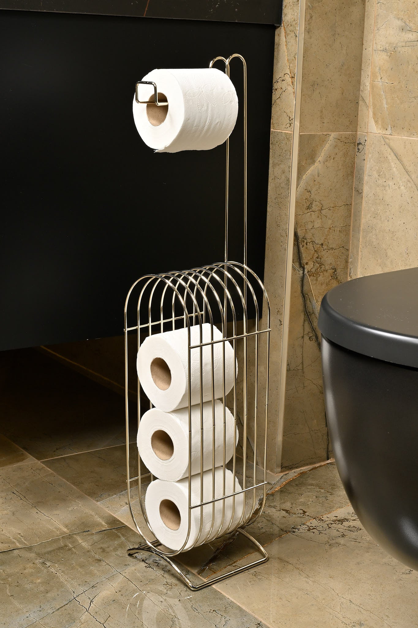 Parlak Silver Yedekli WC Tuvalet Kağıtlığı Rulo Standı Banyo Organizer Dispenser Paslanmaz Metal