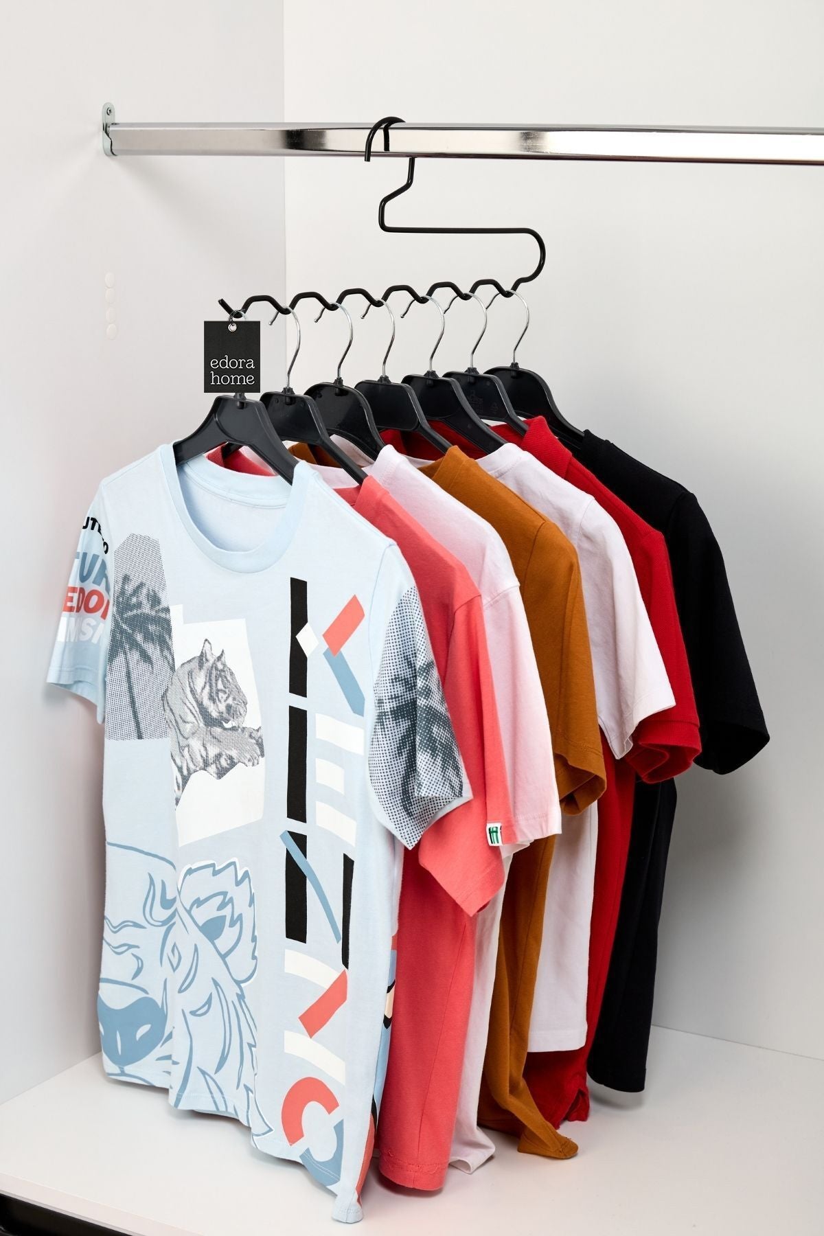 10'lu Siyah Zigzag Askı Pantolon Şal Eşarp Kemer Askılığı Dolap İçi Organizer
