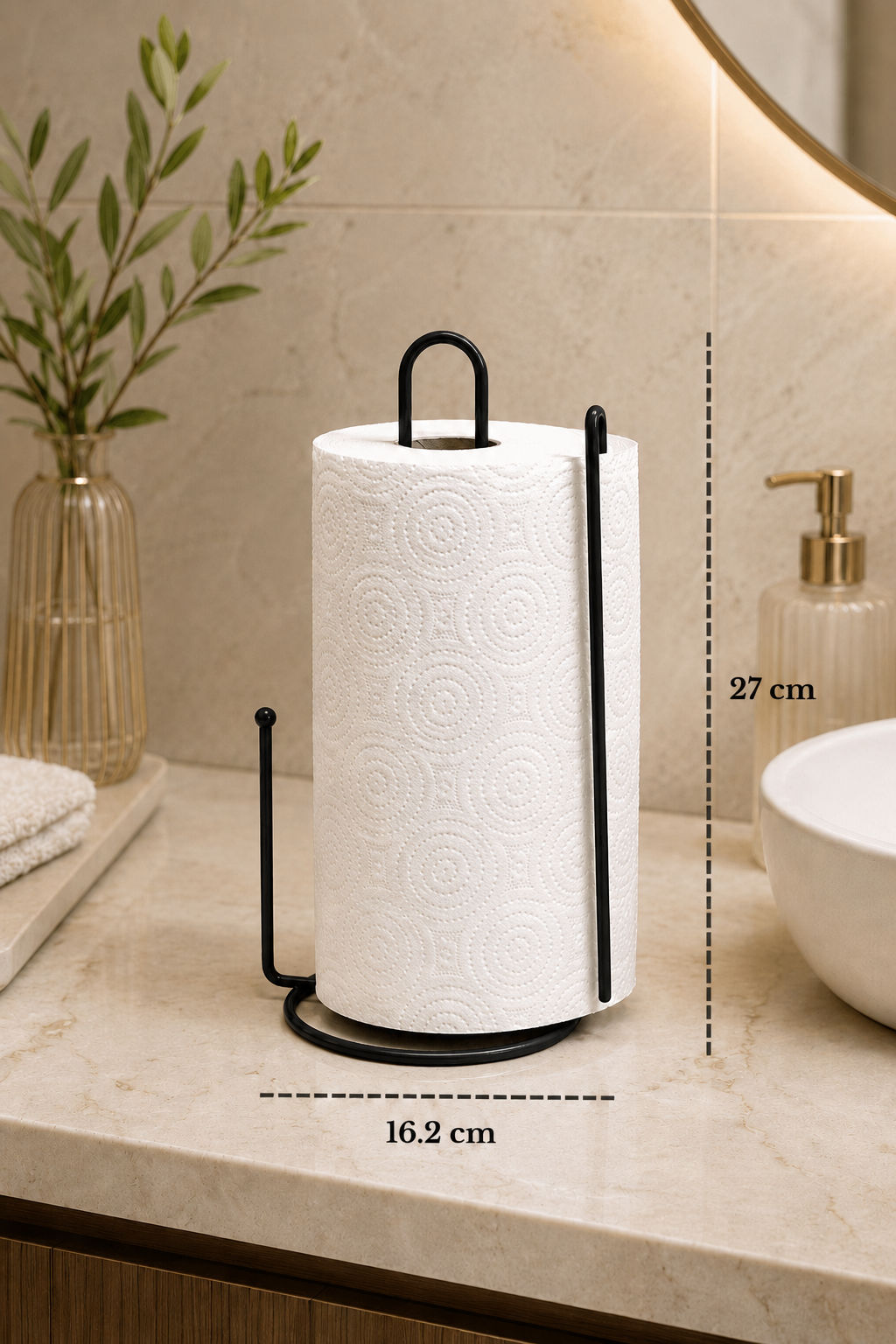 Black Bracket Paper Towel Holder Roll Towel Holder Napkin Holder 25 cm Stainless Metal