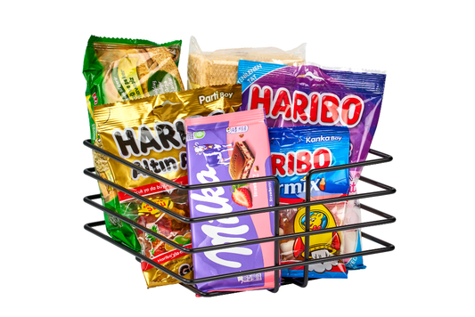 Siyah çok amaçlı metal sepet – kare formda, oval köşe tasarımıyla estetik ve fonksiyonel