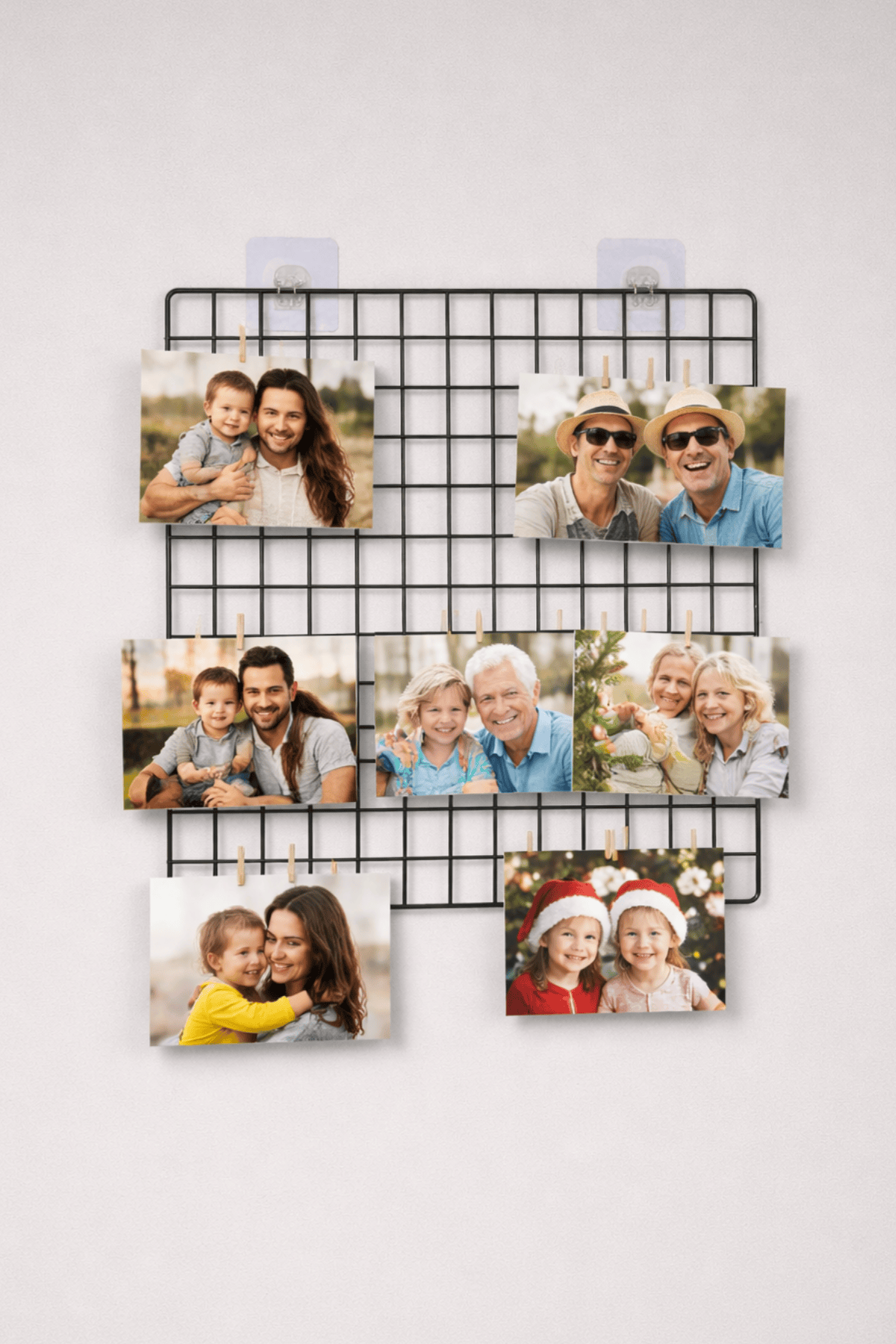Black Photo Pegboard Wall Organizer 43x43 Cm with Adhesive Gift