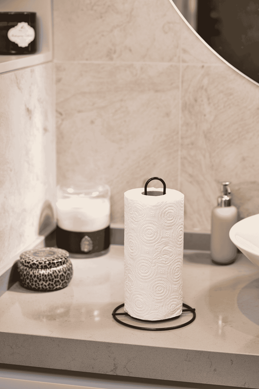 Siyah Dik Kağıt Havluluk Standart Ve Büyük Boy Rulo Uyumlu Peçetelik Mutfak Banyo - Metal Paslanmaz