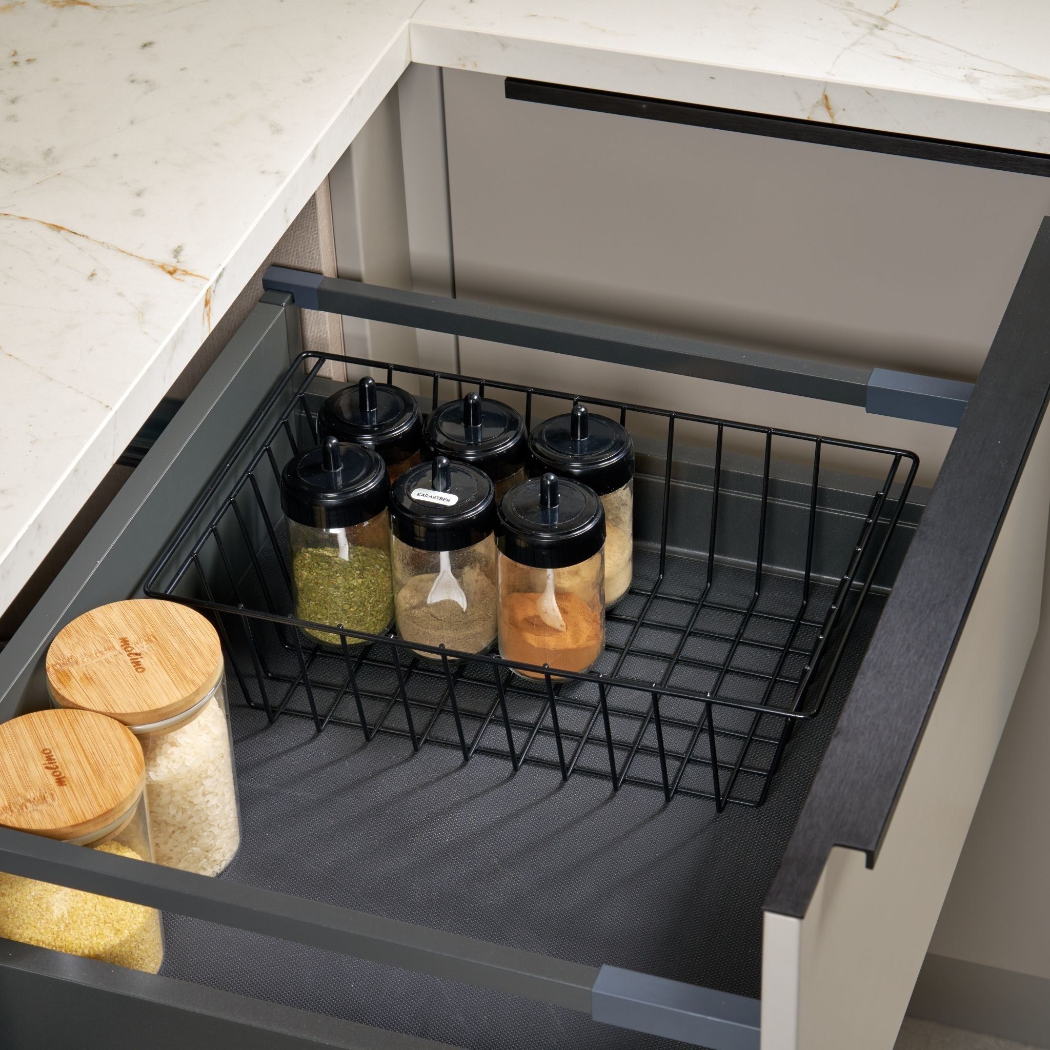 Siyah Dikdörtgen Sepet Şık Çok Amaçlı Dolap Düzenleyici Organizer