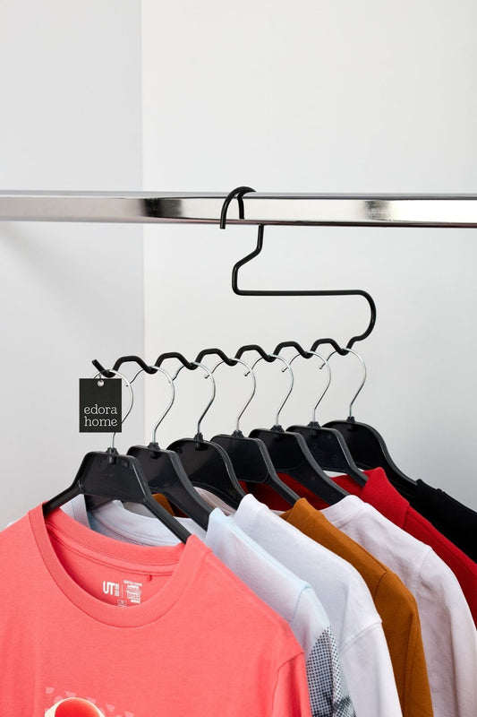 Siyah Dolap İçi Zigzag Askı, Pantolon, Şal, Eşarp, Kemer Düzenleyici Askı - Metal Paslanmaz