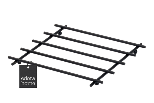 Siyah Düz Çubuklu Yanmaz Nihale, Tezgah Üstü Altlık - Metal Paslanmaz