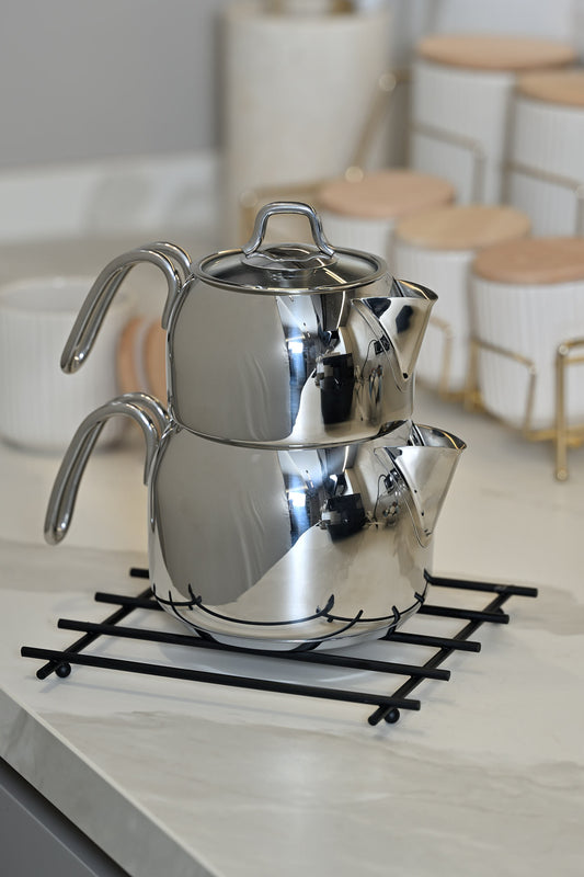 Siyah Düz Çubuklu Yanmaz Nihale, Tezgah Üstü Altlık - Metal Paslanmaz