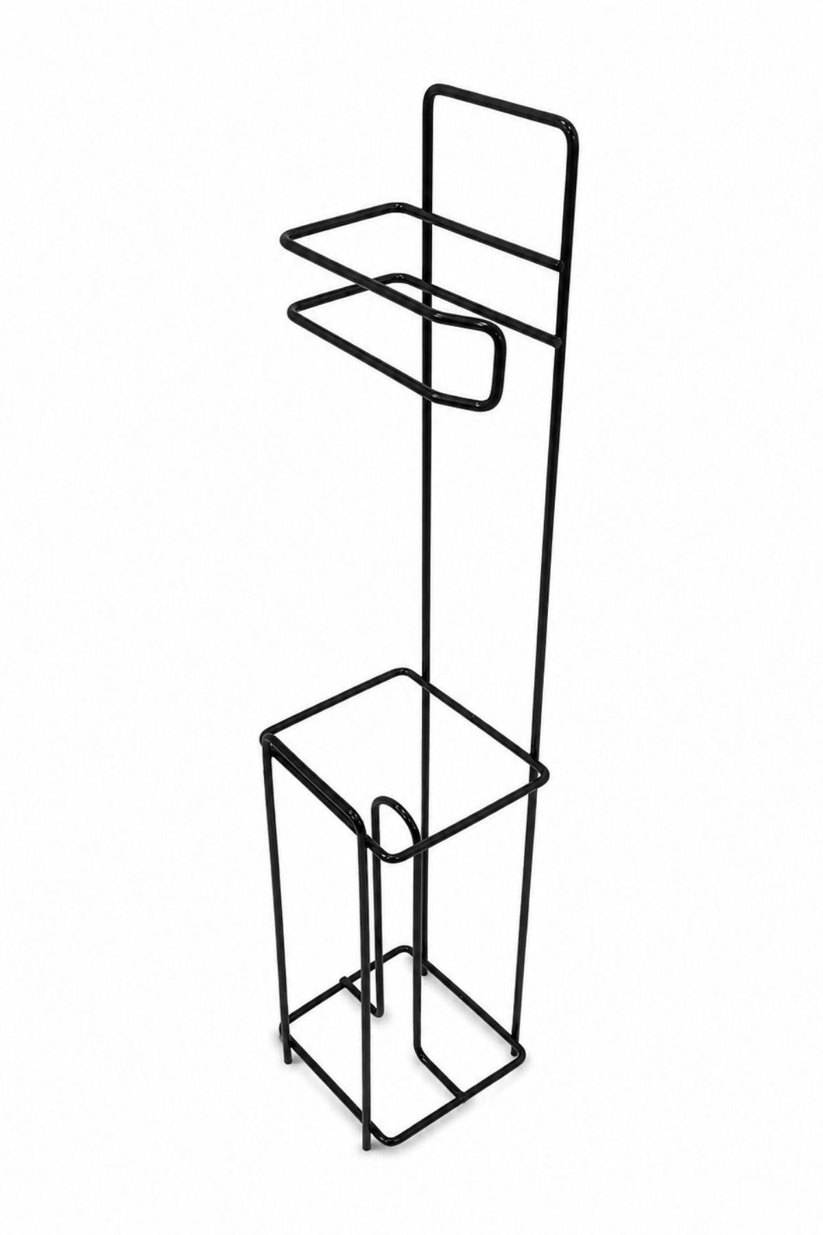 Siyah Metal Ayaklı Tuvalet Kağıtlığı ve Yedek Rulo Standı | Modern WC Kağıtlık