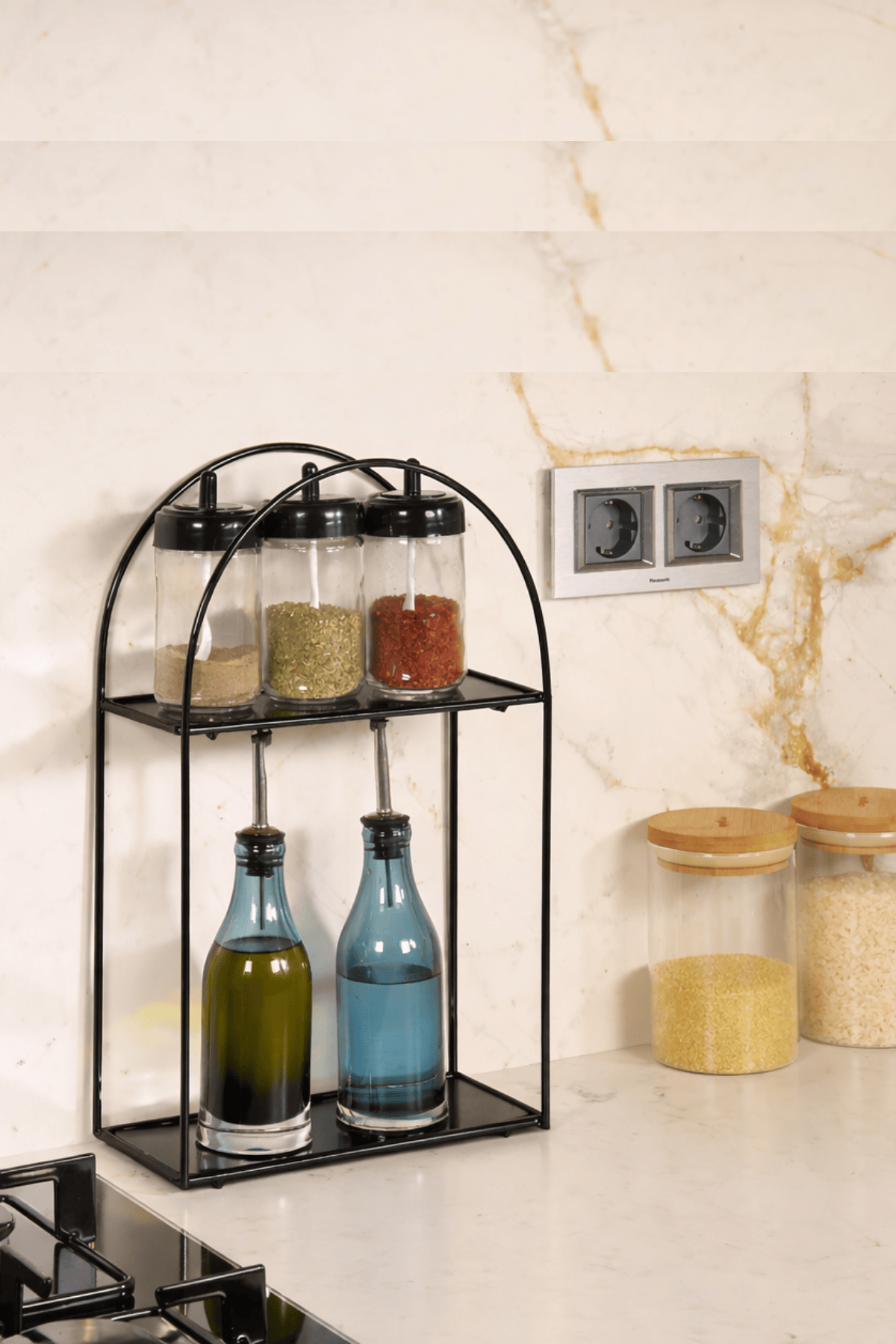 Siyah Renk Ayna Pleksili 2 Katlı Çok Amaçlı Düzenleyici & Sunum ve İkram Standı & Parfüm Standı