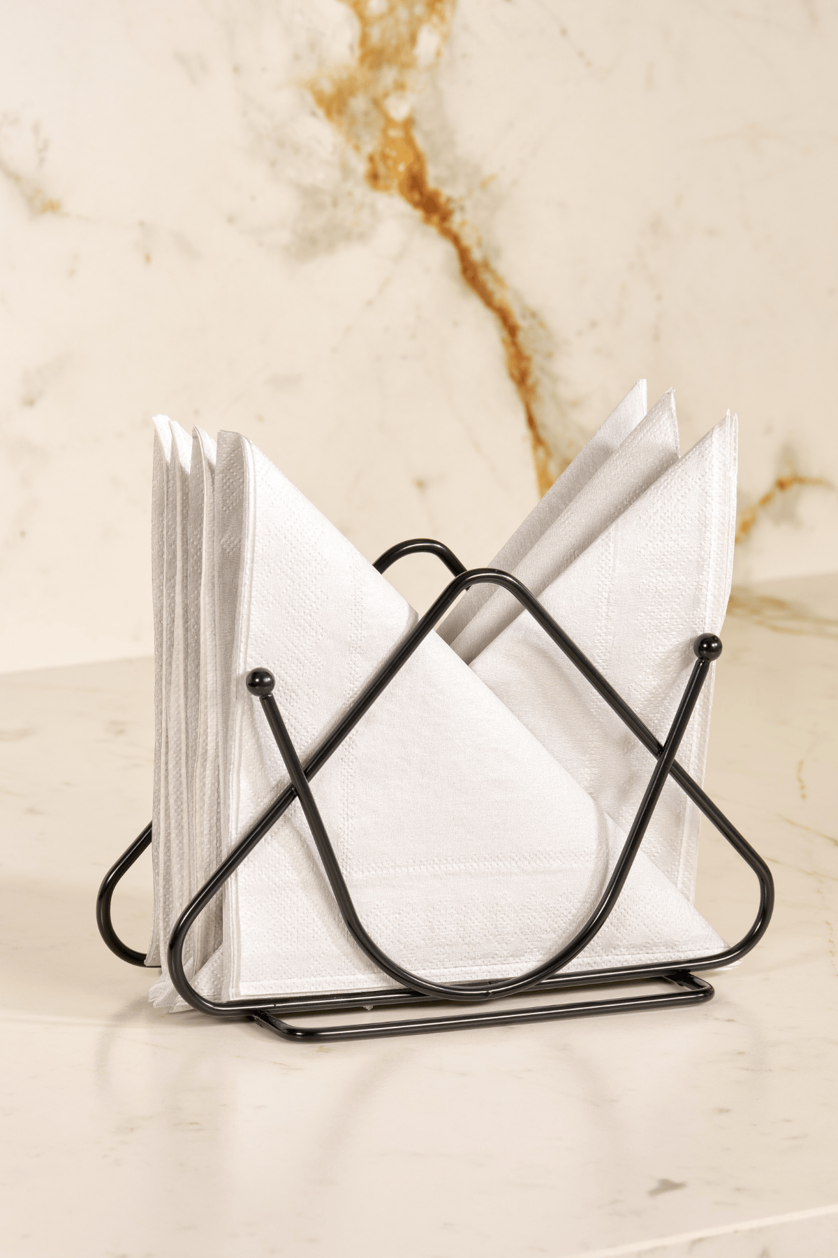 Siyah Renk Dekoratif masaüstü şık Peçetelik, Cafe & Restoran & Otel pratik kullanım amaçlı peçete standı