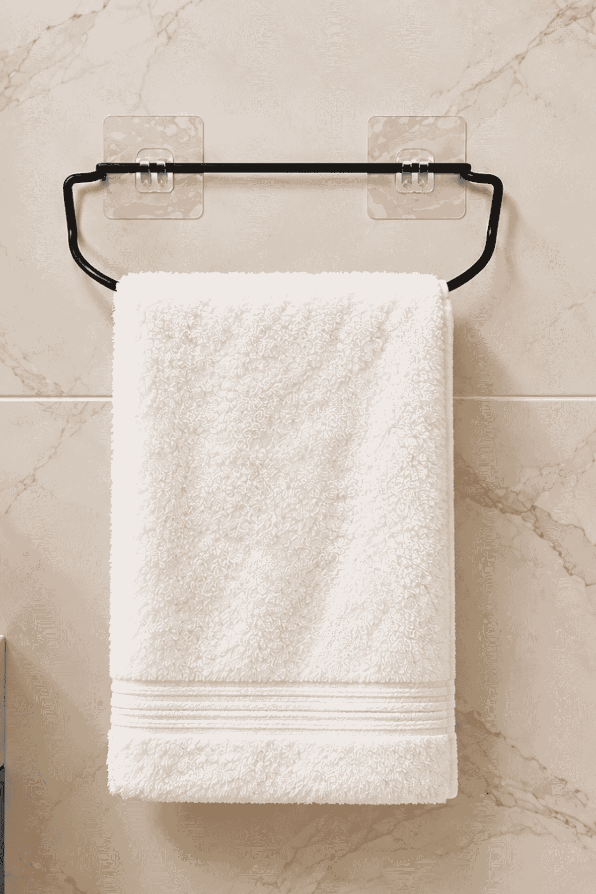 Siyah Şık Duvar Tipi Havluluk Delmeden Montaj, Yapışkanlı Modern Banyo Havlu Askısı