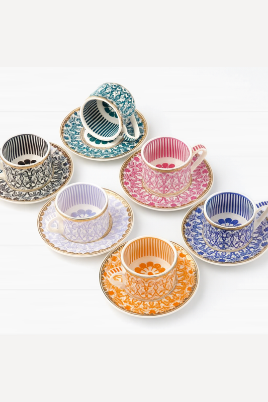 Türk Kahve Fincanı Bone China Papatya Desen 6 Kişilik 12 Parça