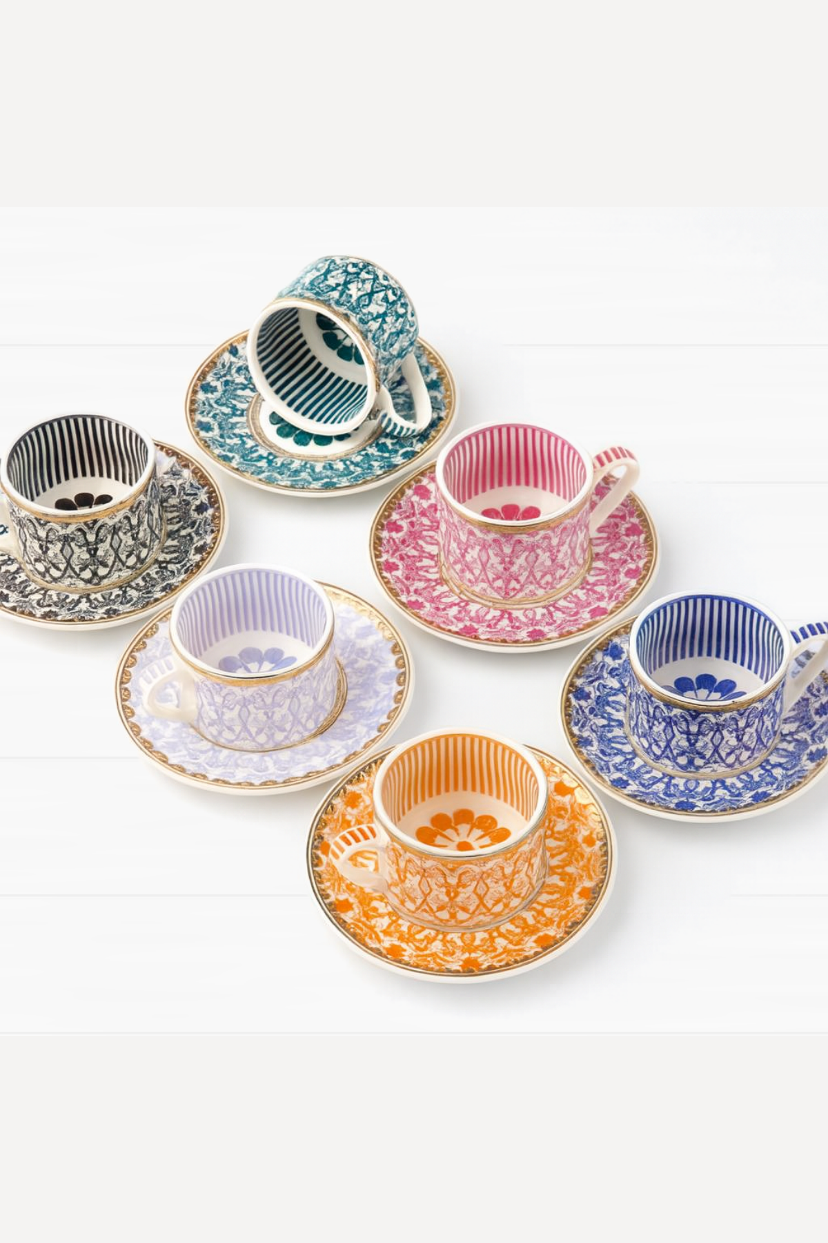 Türk Kahve Fincanı Bone China Papatya Desen 6 Kişilik 12 Parça