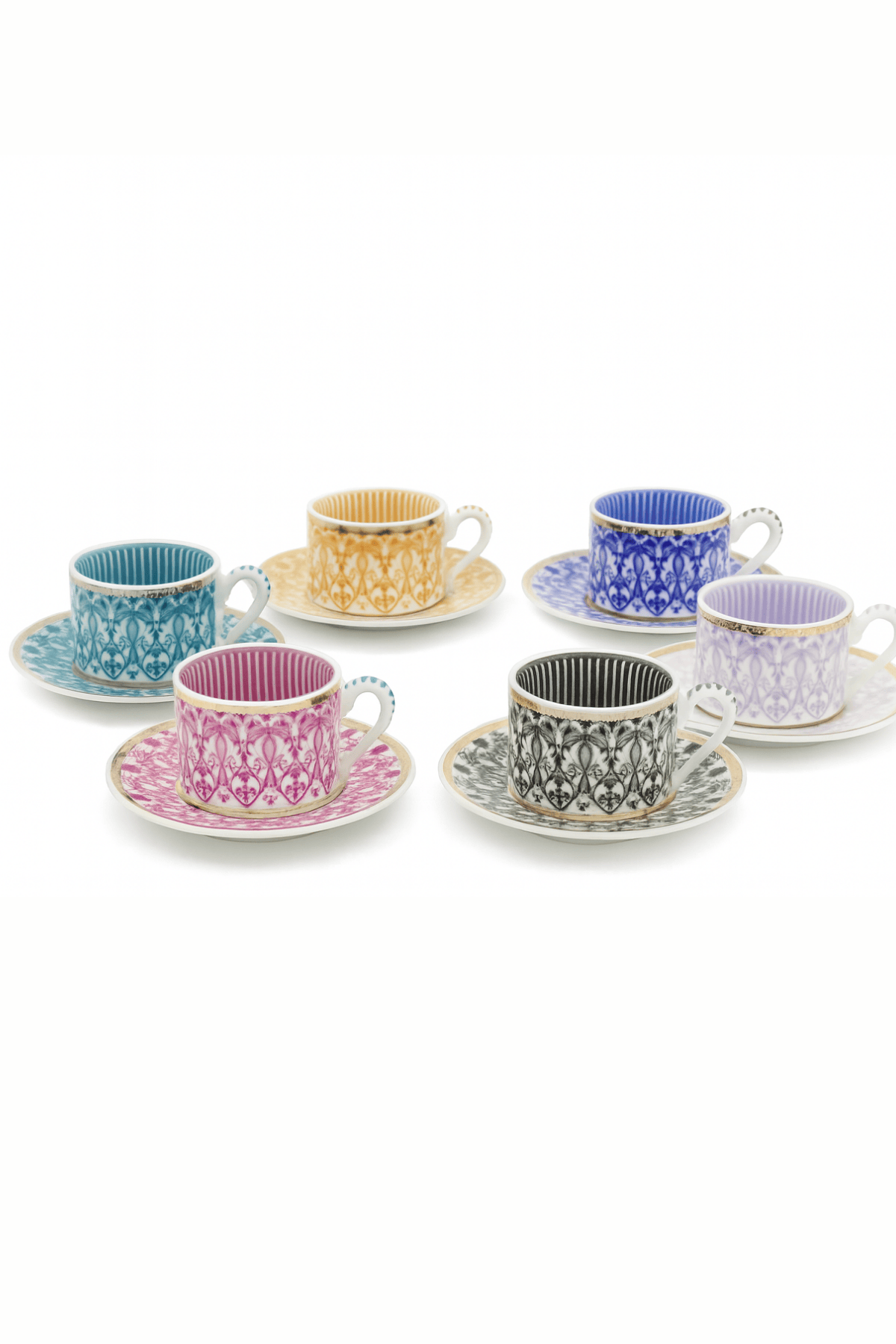 Türk Kahvesi Fincan Takımı Bone China Papatya Desen 6 Kişilik 12 Parça