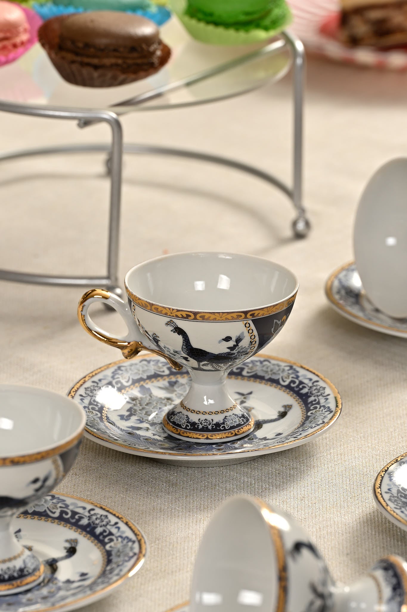 Turkish Coffee Cup Peacock 2 Person 4 Piece
