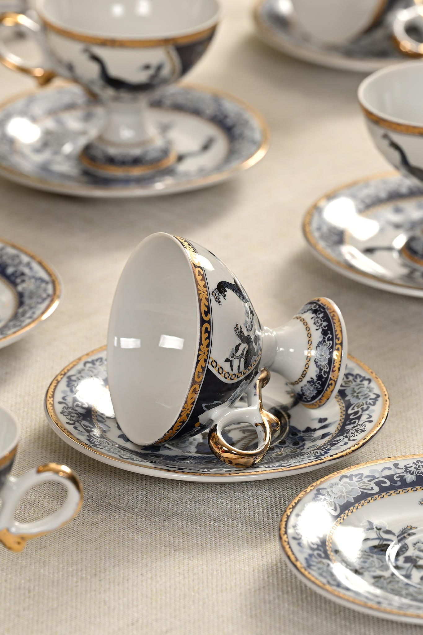 Turkish Coffee Cup Peacock 2 Person 4 Piece