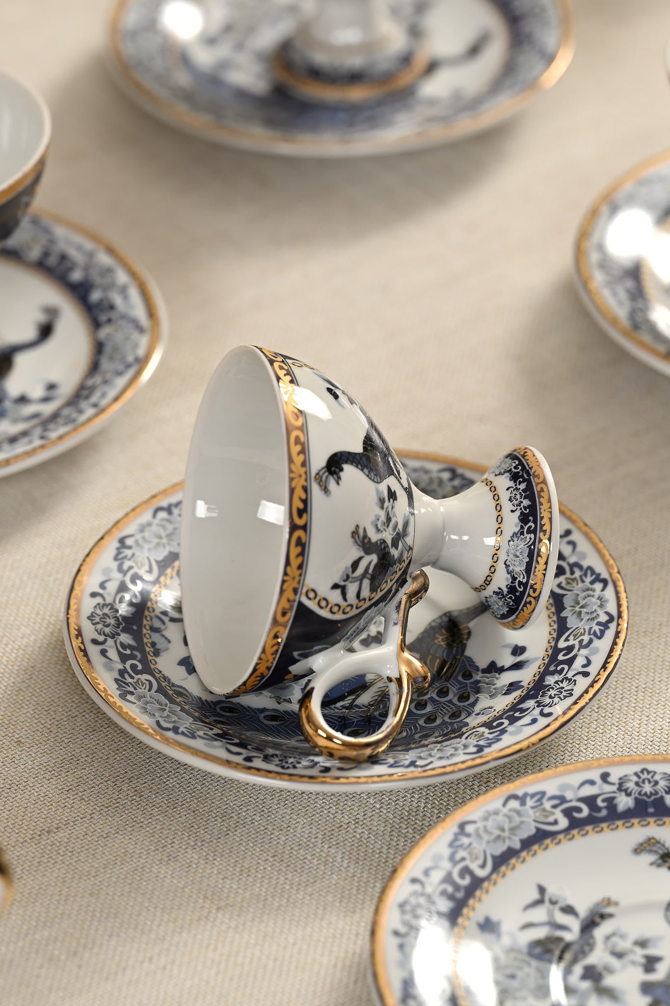 Turkish Coffee Cup Peacock 2 Person 4 Piece