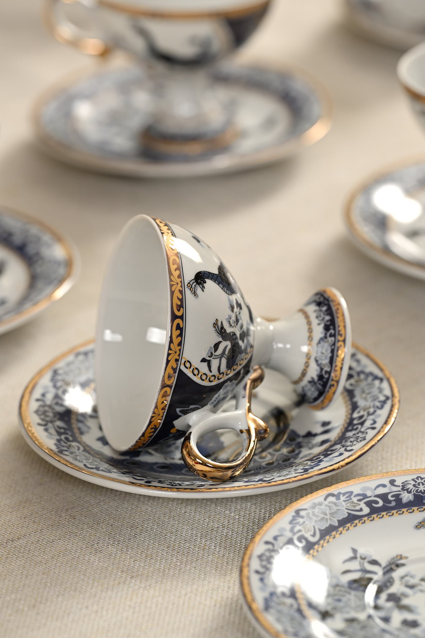Turkish Coffee Cup Peacock 2 Person 4 Piece