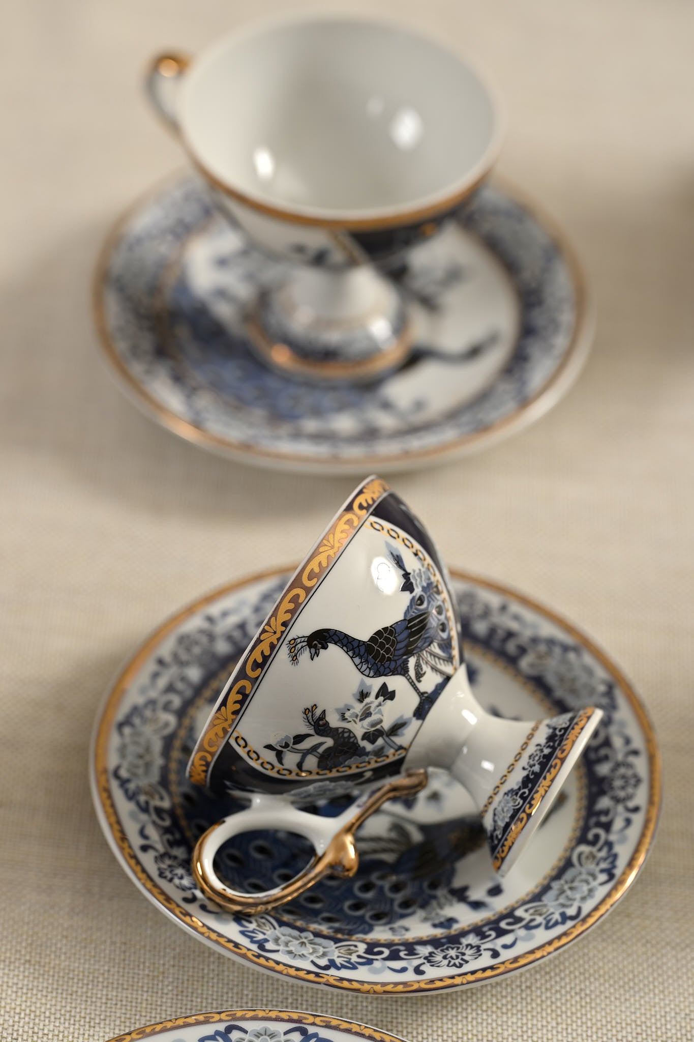 Turkish Coffee Cup Peacock 2 Person 4 Piece