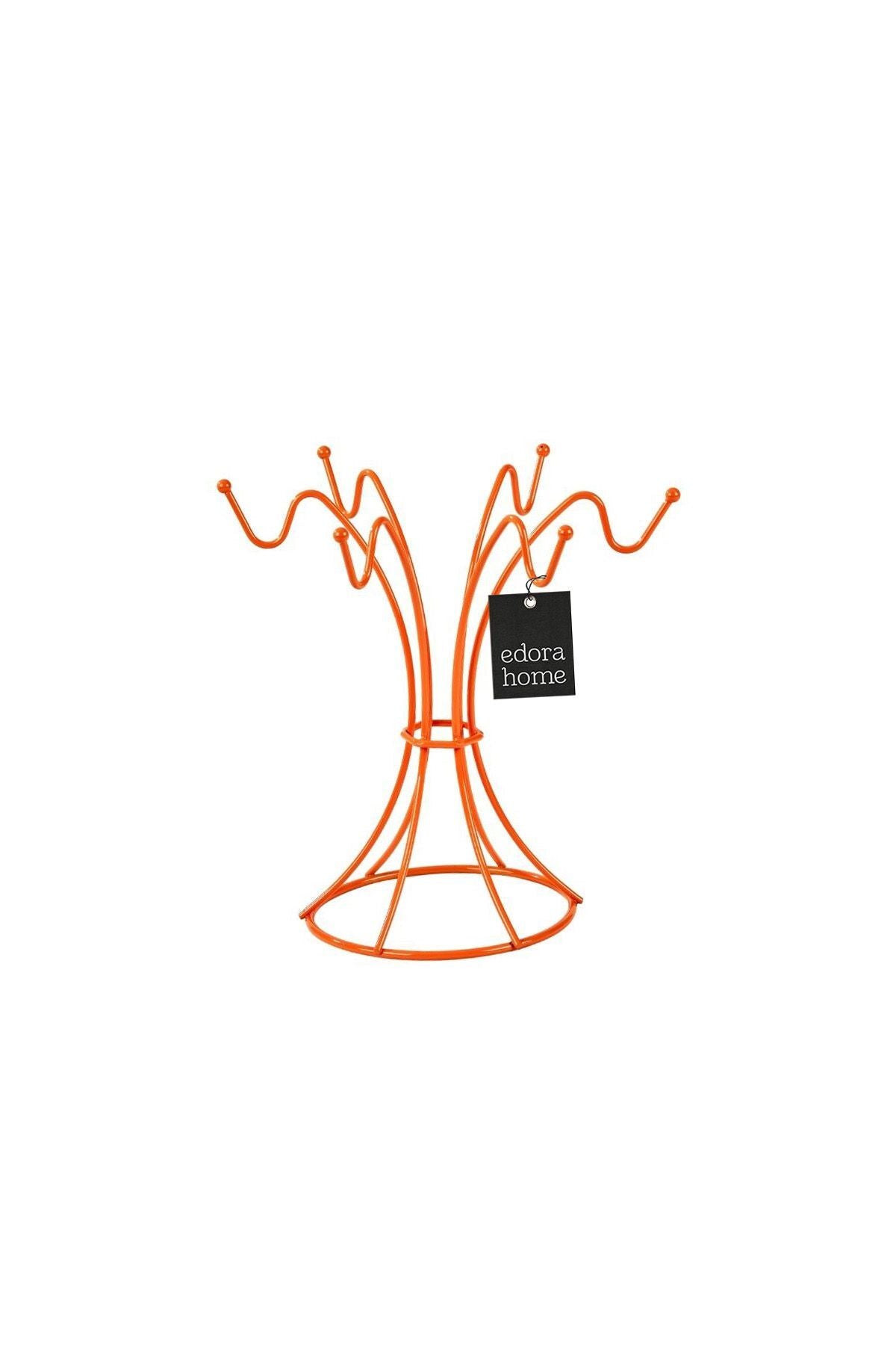 Orange 6-Hook Mug Holder Cup Organizer Stainless Metal