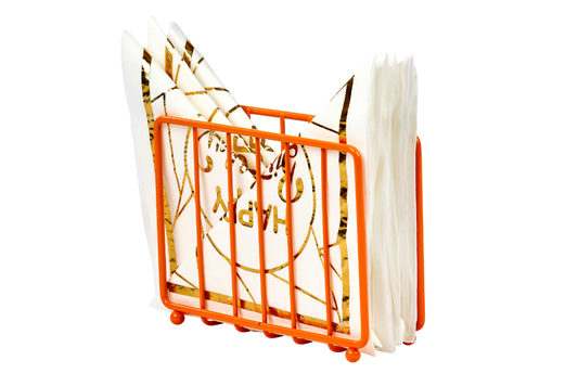 Turuncu Kafes Peçetelik,Kafe Cafe,Restoran,Otel, Dekoratif Peçetelik Hediyelik-Metal Paslanmaz