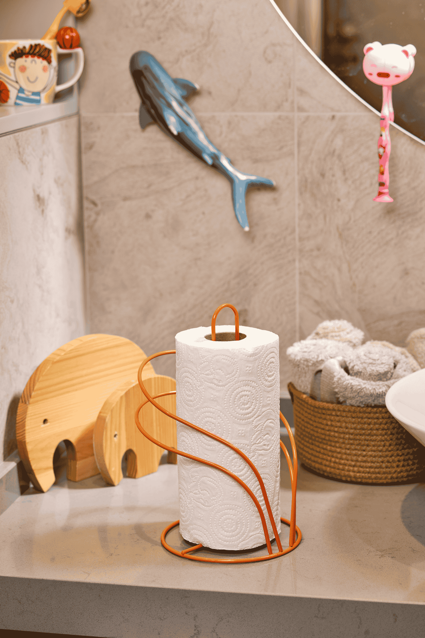 Turuncu Kuğu Kağıt Rulo Havluluk, Peçetelik Mutfak Banyo Çocuk Odası Aksesuar - Metal Paslanmaz