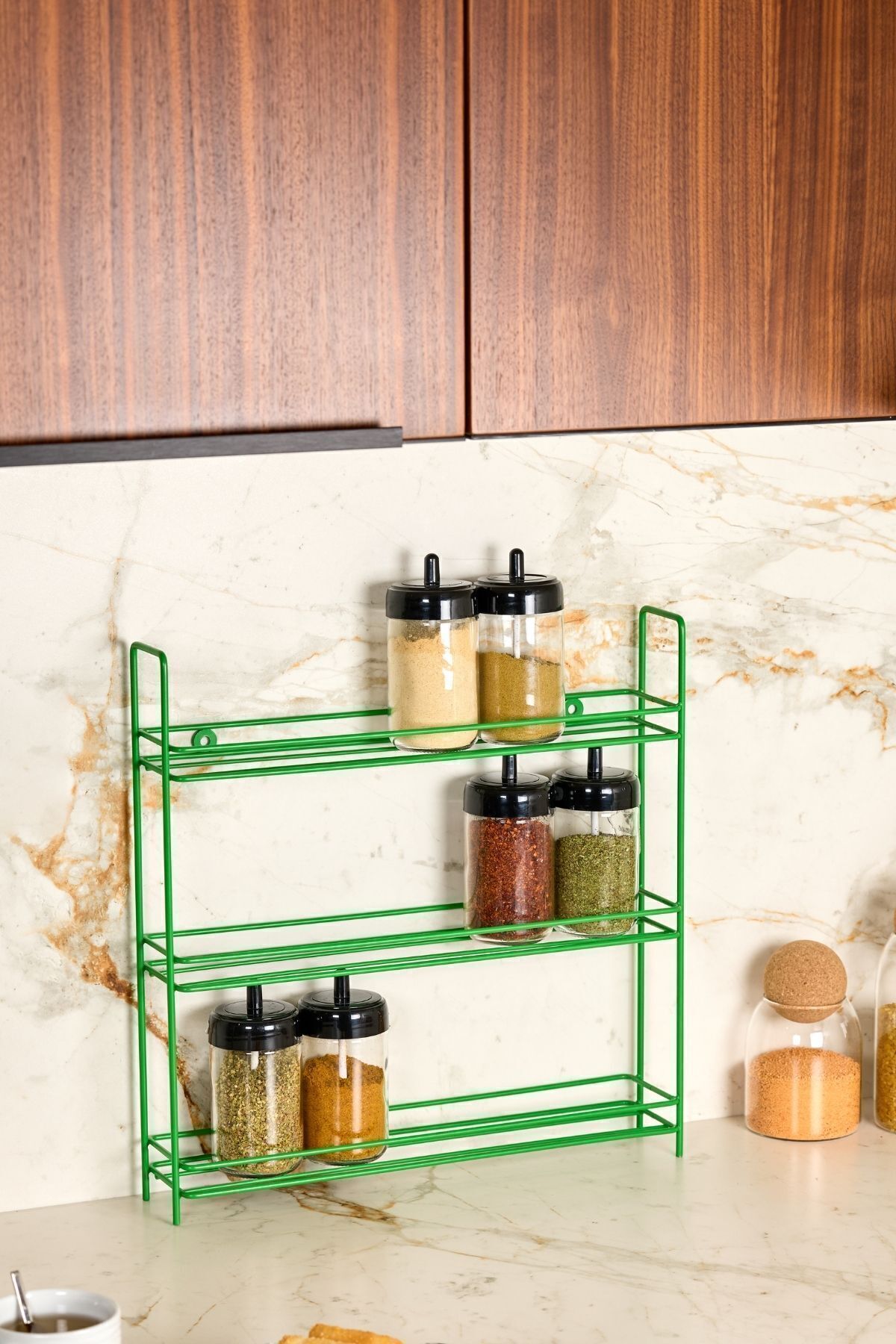 Green 3-Tier Wall-Mountable Shelf, Spice Rack Stand, Kids' Room Organizer - Rustproof Metal
