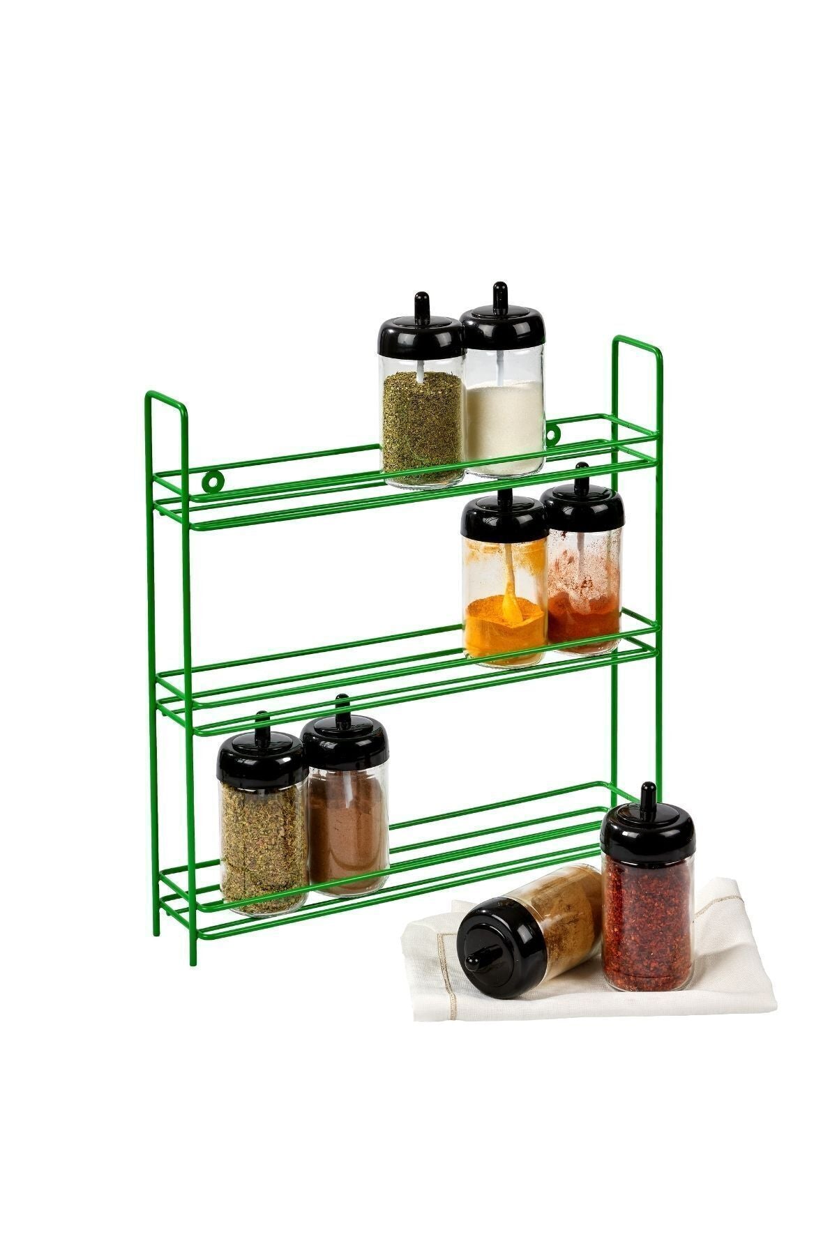 Green 3-Tier Wall-Mountable Shelf, Spice Rack Stand, Kids' Room Organizer - Rustproof Metal