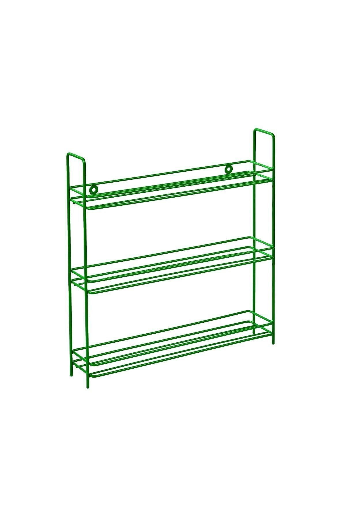 Green 3-Tier Wall-Mountable Shelf, Spice Rack Stand, Kids' Room Organizer - Rustproof Metal