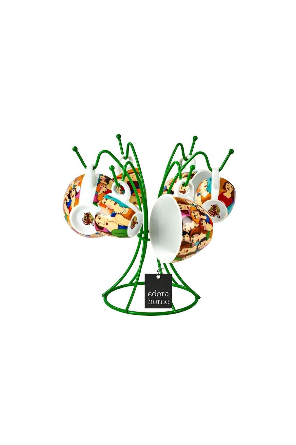 Green 6 Hooks Cup Rack Mug Cup Organizer Stainless Metal