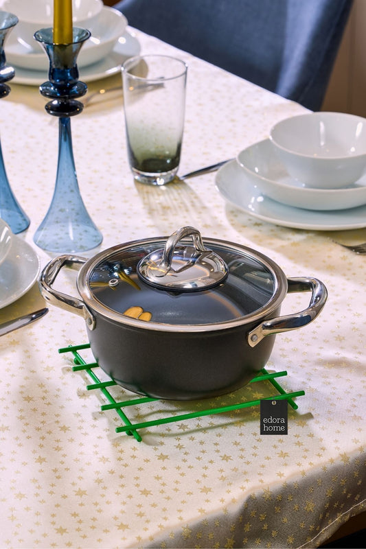 Yeşil Düz Çubuklu Yanmaz Nihale, Tezgah Üstü Altlık - Metal Paslanmaz