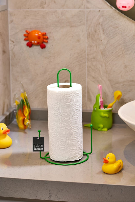 Yeşil Misketli Kağıt Rulo Havluluk,Peçetelik Mutfak Banyo Çocuk Odası Aksesuar-Metal Paslanmaz