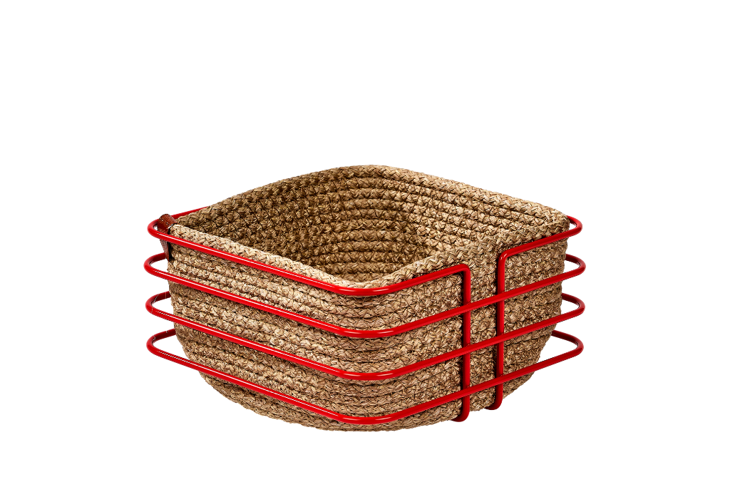 4-Piece New Year's Red Bread Basket Bread Serving Basket Macrame Multi-purpose Stainless Metal