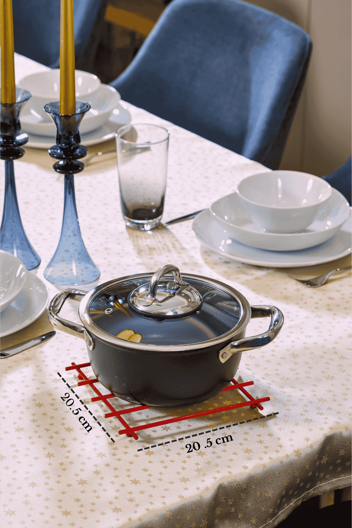 Christmas Red Heat-Resistant Trivet Pot Holder Countertop Mat Stainless Metal