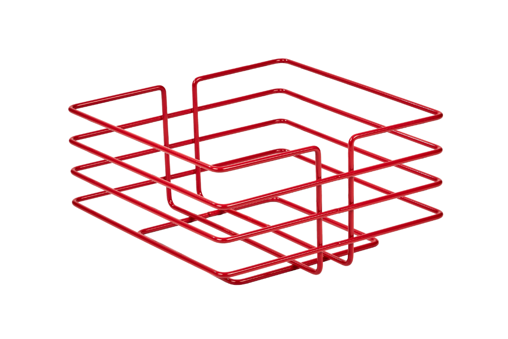 New Year's Red Oval Cornered Square Fruit Vegetable Basket Kitchen Organizer Multi-Purpose Stainless Metal