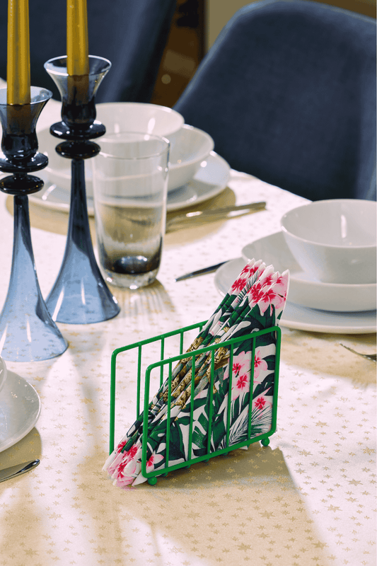 Yılbaşı Yeşil Kafes Peçetelik, Kafe Cafe, Restoran, Otel, Dekoratif Peçetelik Hediyelik - Metal Paslanmaz