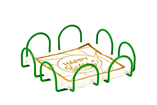 Yılbaşı Yeşil Kare 18 Cm Peçetelik, Kafe, Restoran, Otel, Mutfak Sofra Büyük Boy Peçete - Metal Paslanmaz