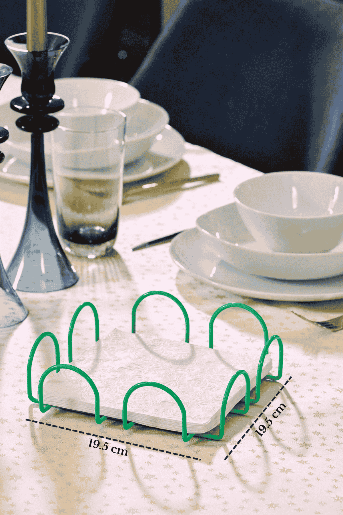 Yılbaşı Yeşil 18 Cm Peçetelik Büyük Boy Peçete Standı Kafe Restoran Otel Paslanmaz Metal